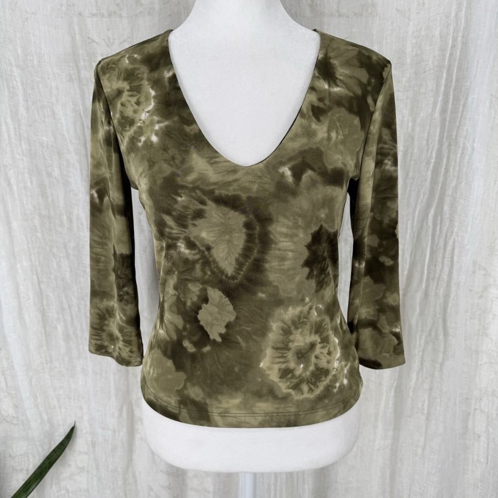 Vintage 90s Fairy Grunge Top M Goblin Whimsigoth Forest Tie Dye Slinky Stretchy